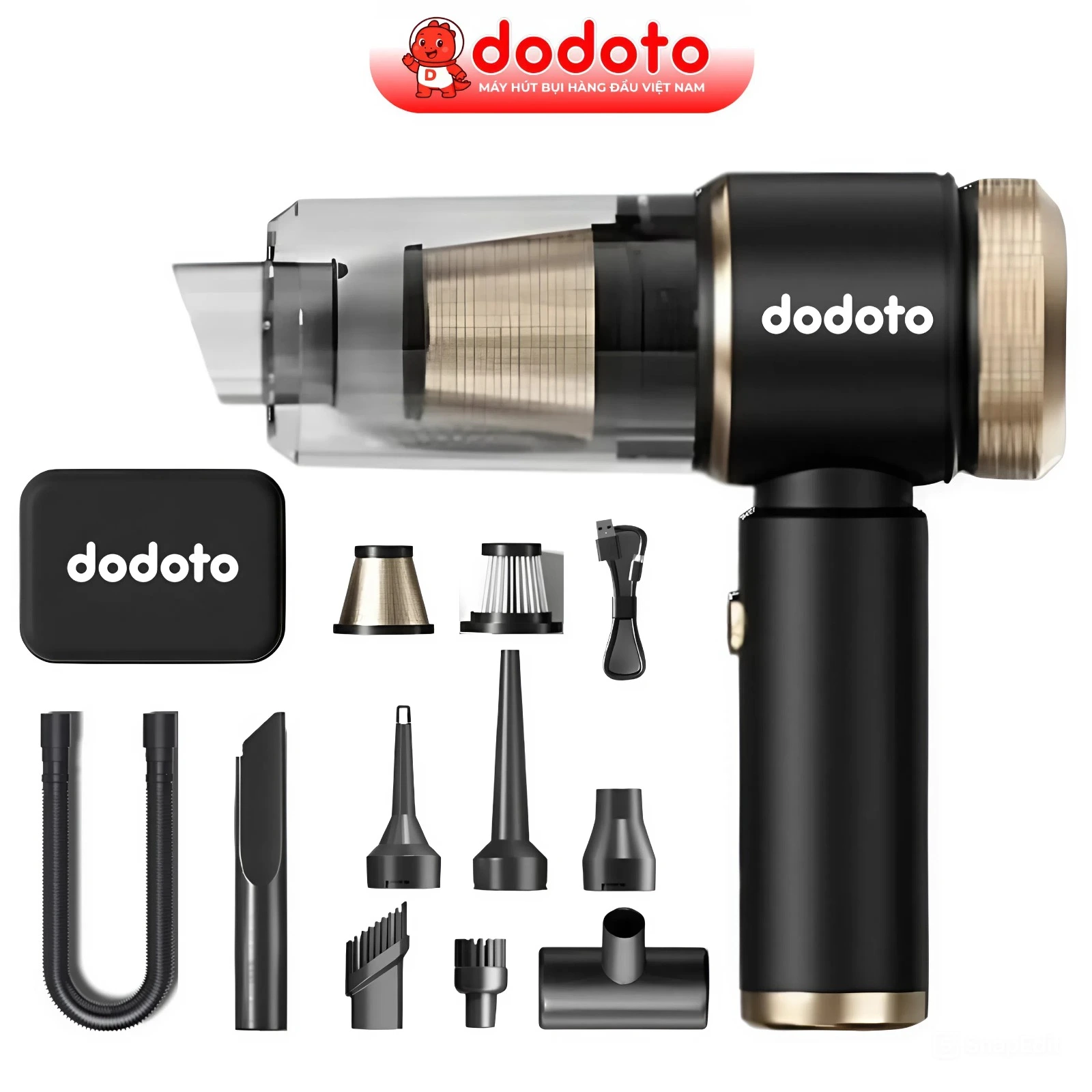 Máy hút bụi cầm tay không dây mini dodoto Lux Air V3 - Lực hút 25000Pa siêu mạnh, bảo hành 24 tháng